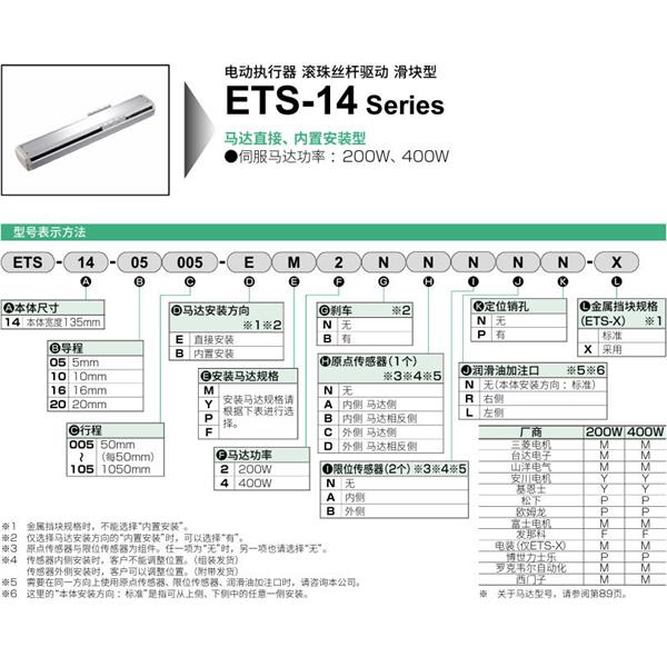 CKD喜開理電動執行器（無馬達型）滑塊型ETS-14-16010-EM2NNNNN