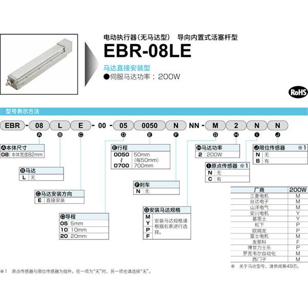 CKD喜開理電動執(zhí)行器（無馬達(dá)型）滑塊型EBR-08LE-00-050200NNN-M2NN