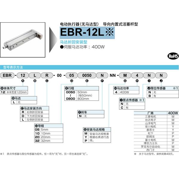 CKD喜開理電動執行器（無馬達型）滑塊型EBR-12LLER-00-050800NNN-P2CB
