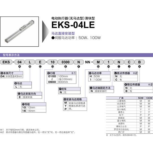 CKD喜開理電動執行器（無馬達型）滑塊型EKS-04LE-160400NNN-MHNNN