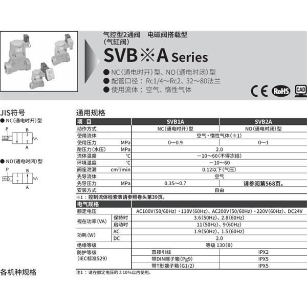 CKD喜開理氣控型2通閥（氣缸閥）SVB1A-10A-02CS-AC100V