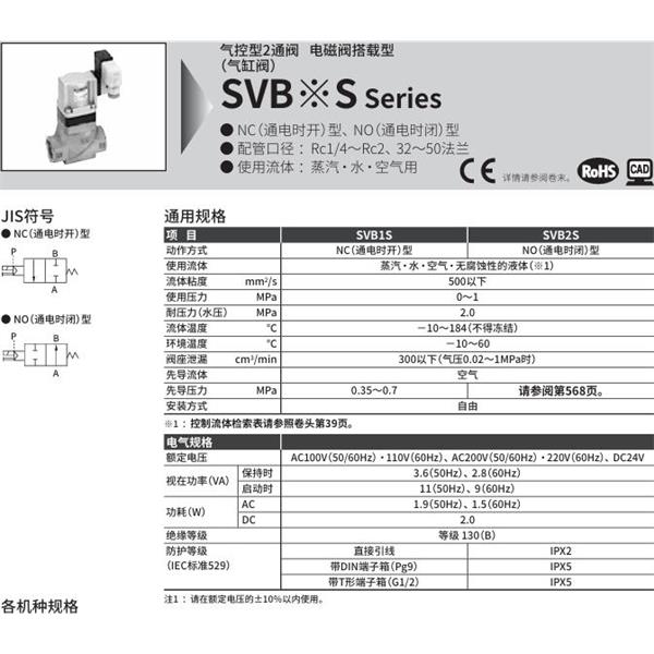 CKD喜開理氣控型2通閥（氣缸閥）SVB1S-8F-02CS-AC100V