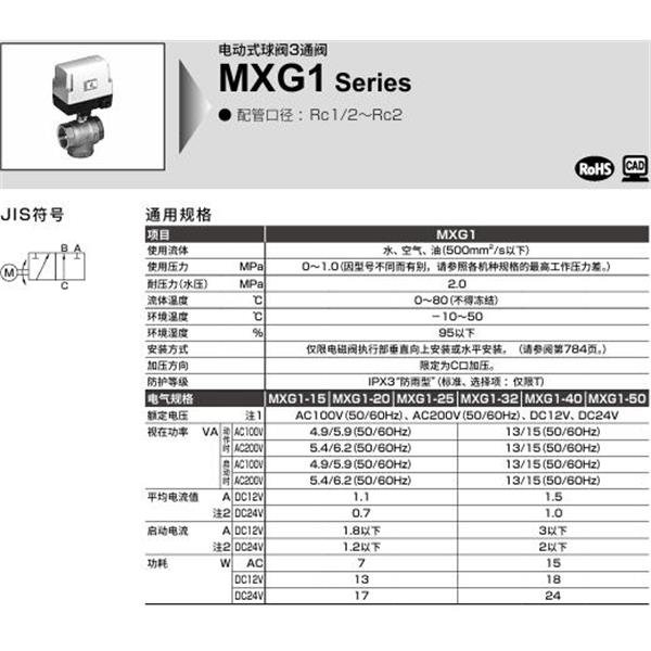 CKD喜開理電動式球閥2?3通閥MXG1-50-H-1