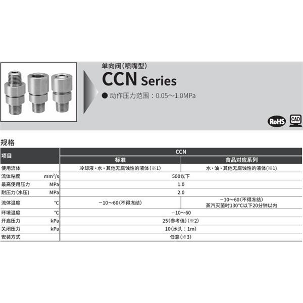 CKD喜開理單向閥（噴嘴型）CCN-08F-4
