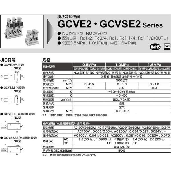 CKD喜開理氣控式2通閥（冷卻液閥）GCVE22-4-15A-05-0