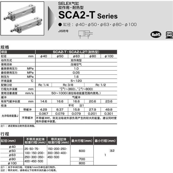 CKD喜開理SELEX氣缸SCA2-T-CA-40B-100-SI