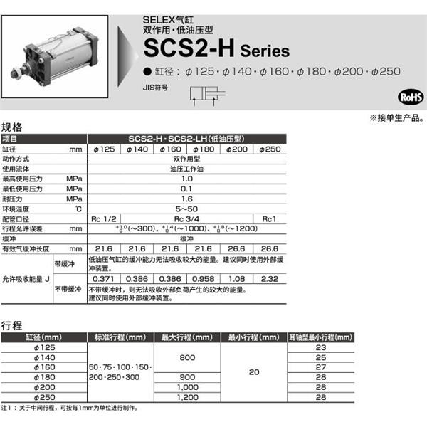 CKD喜開理SELEX氣缸SCS2-H-LB-200B-50-JY